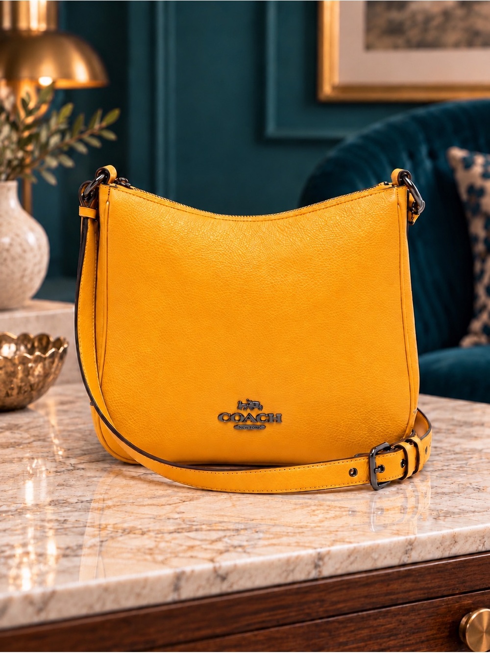 COACH Ellie File Bag | Dandelion Yellow Pebbled Leather | 2020/C1648